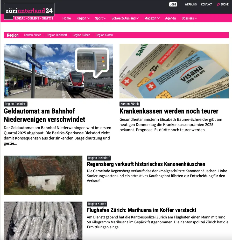 Startseite von ZU24.ch